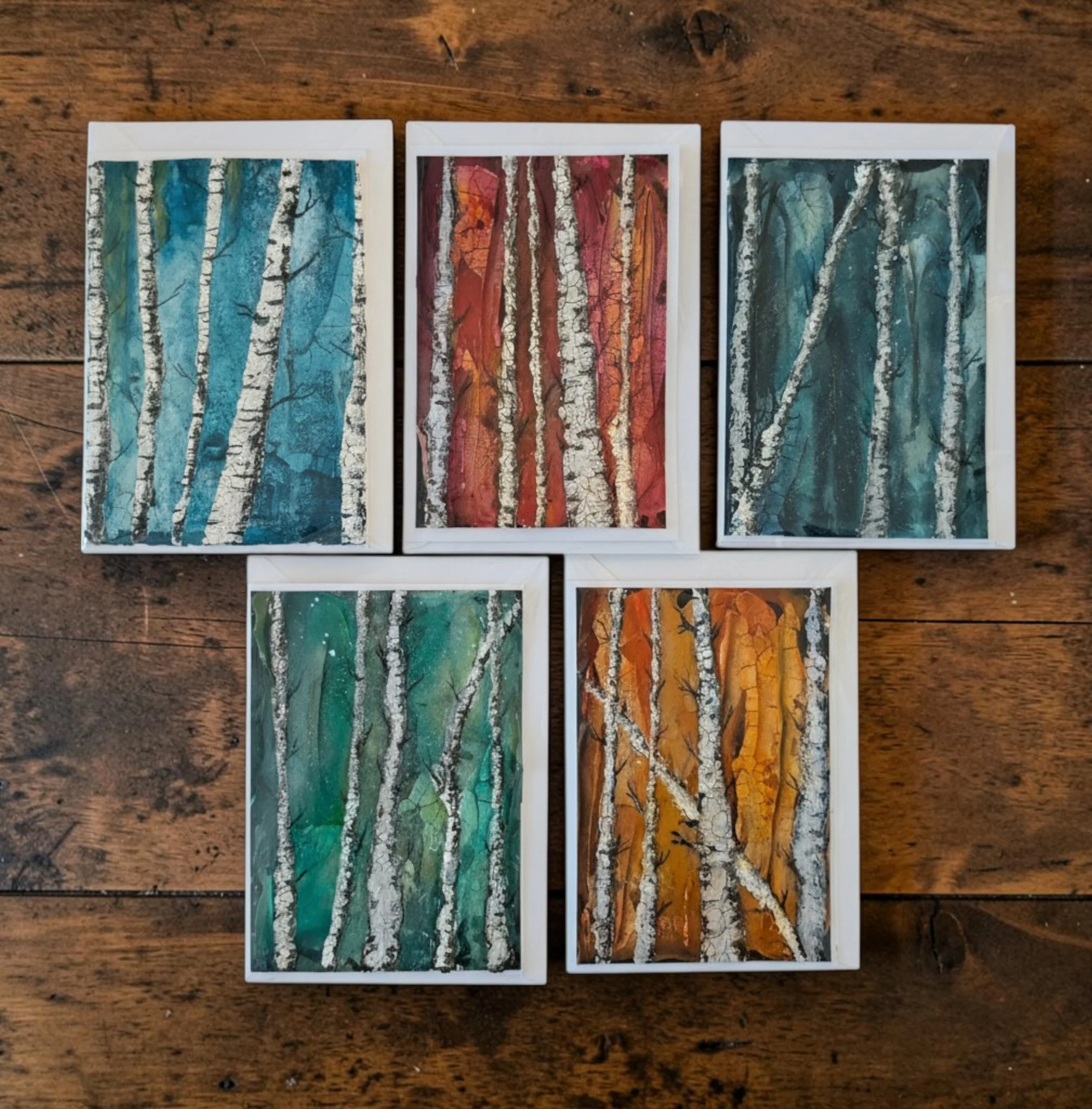 Mini Original A6 Abstract Artwork - Notes From The Earth - Birches