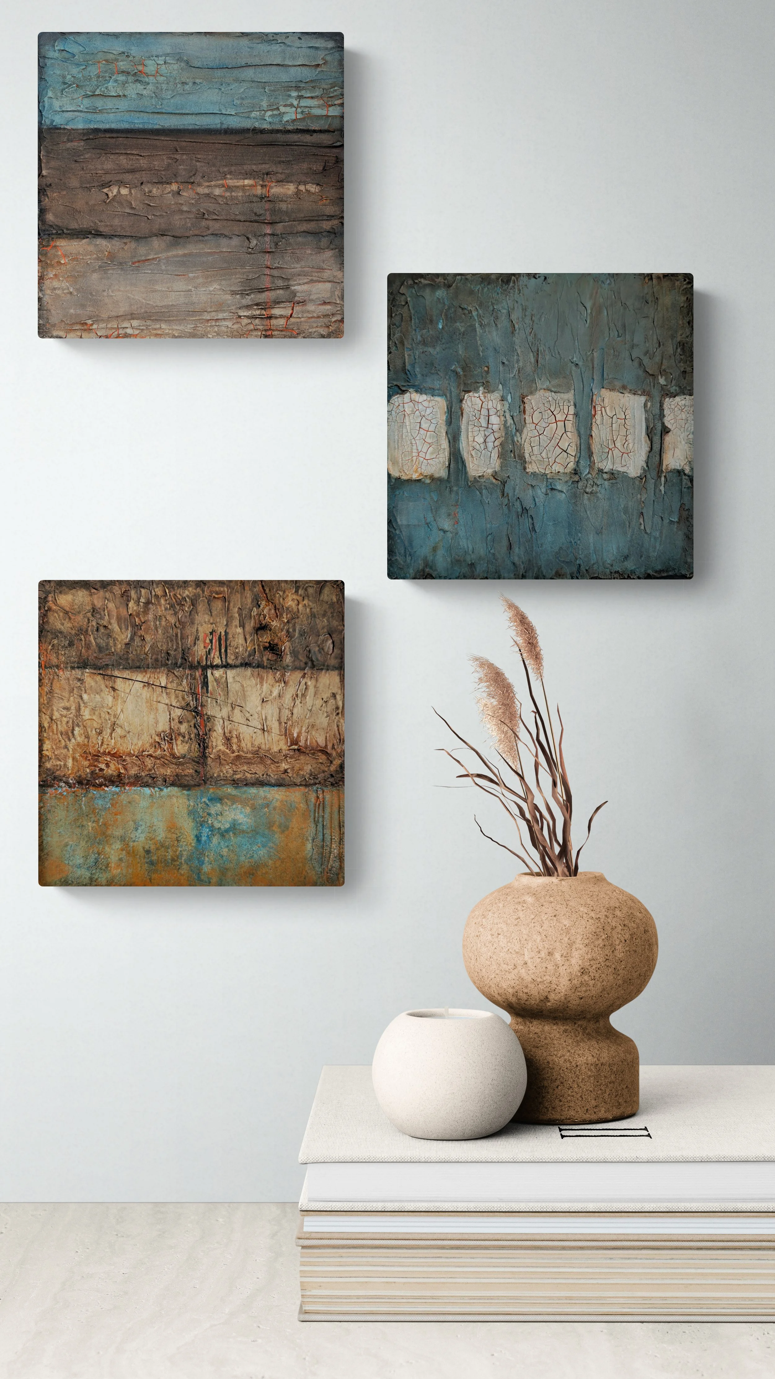 Sun Scorch Triptych Original Art by Shelly Cook