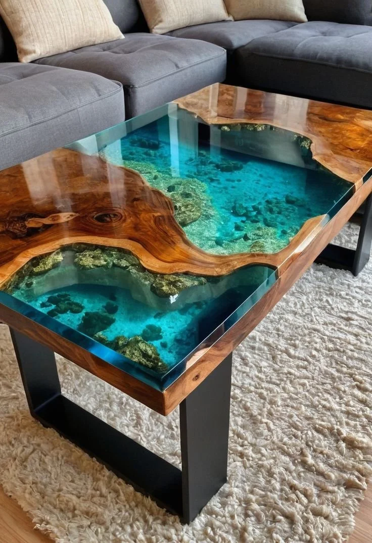 Handmade Ocean Resin Coffee Table