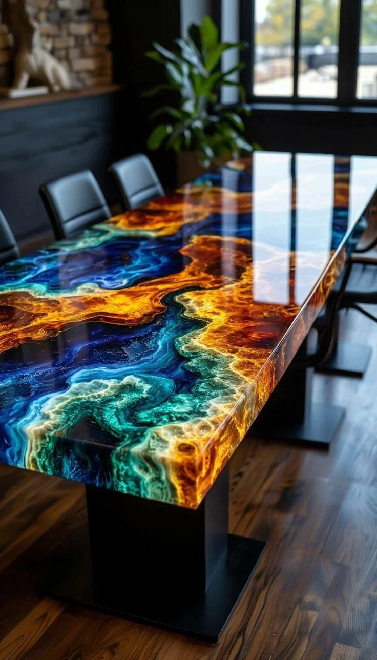 Color Fusion Epoxy Resin Table