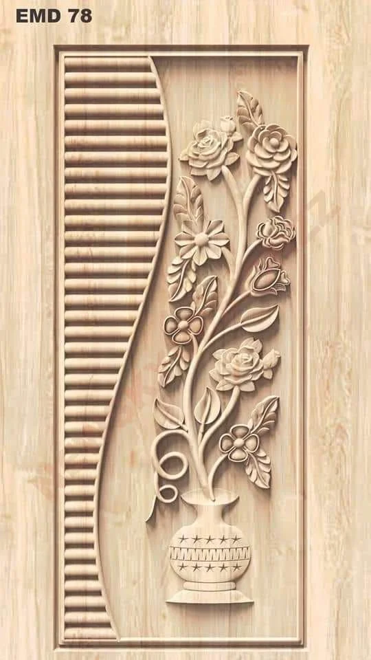 Exquisite Wooden Floral Carving Panel