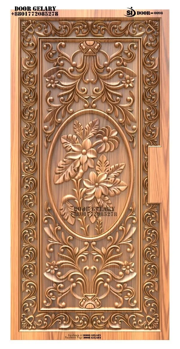 Exquisite Handcrafted Floral Wooden Door