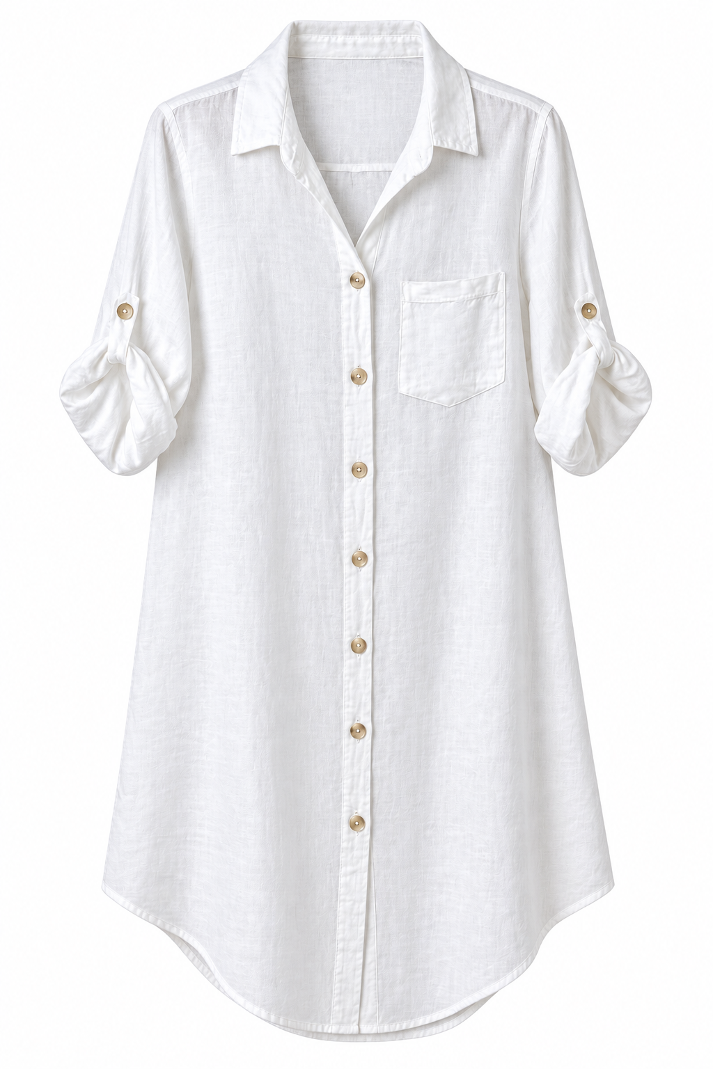 White Linen Shirt Dress