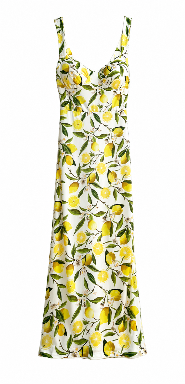 Lemon Print Bustier Style Dress