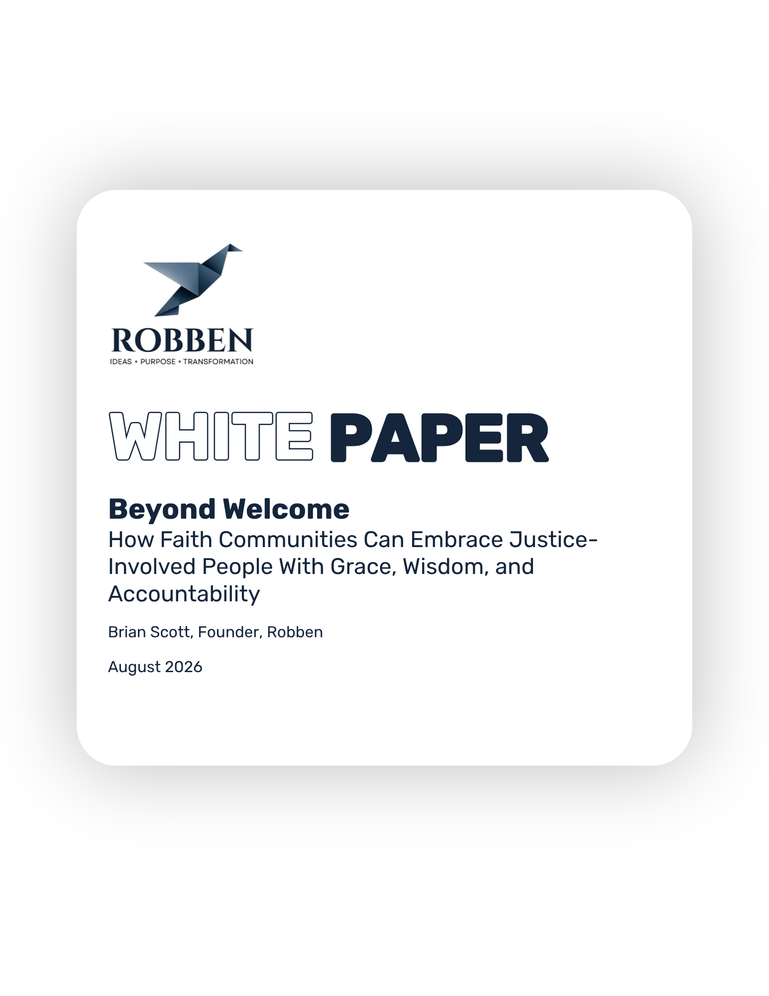 Robben white paper cover for Beyond Welcome