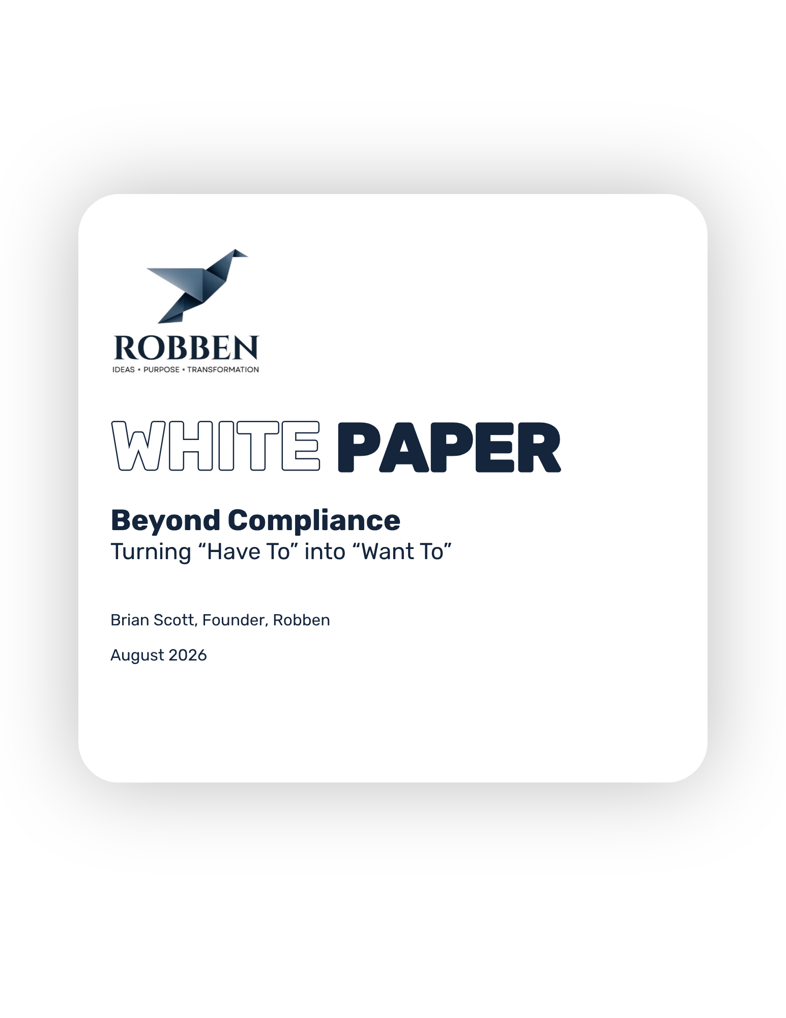 Robben white paper cover for Beyond Compliance.