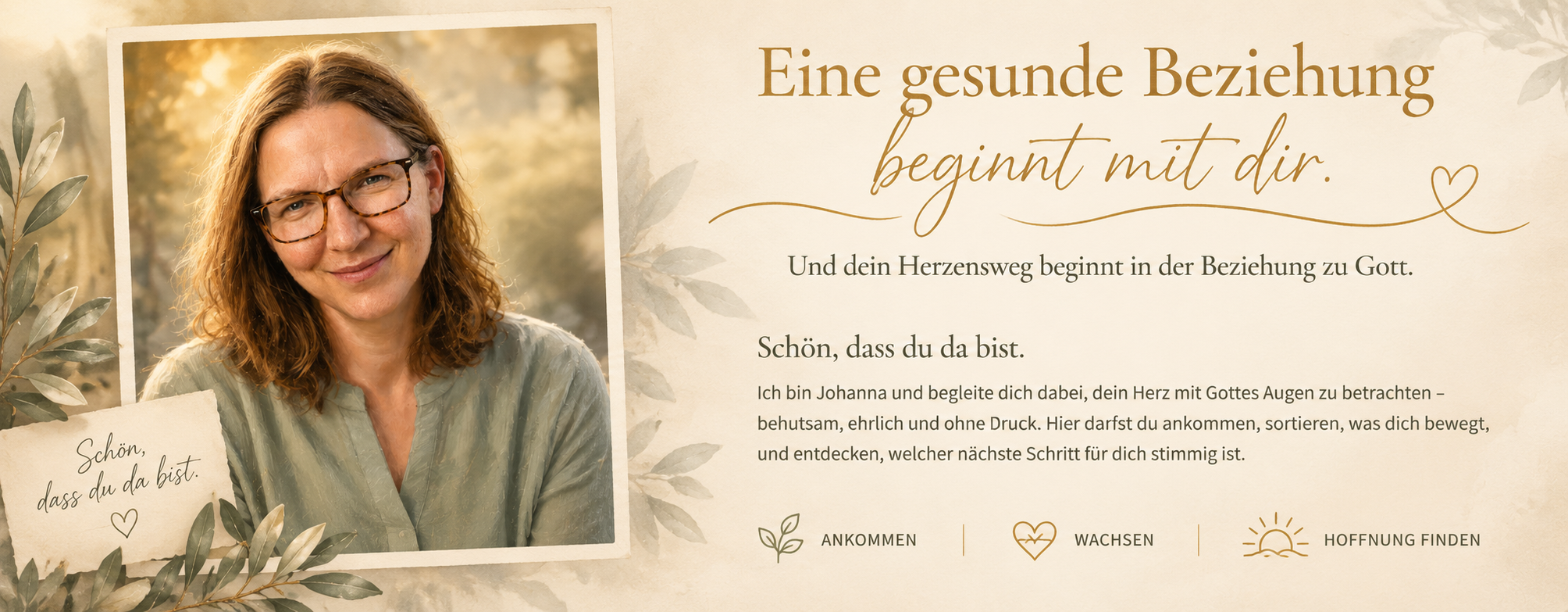Eine gesunde Beziehung beginnt mit dir: Postkartenbild von Johanna Dreher, der Inhaberin der GbR
