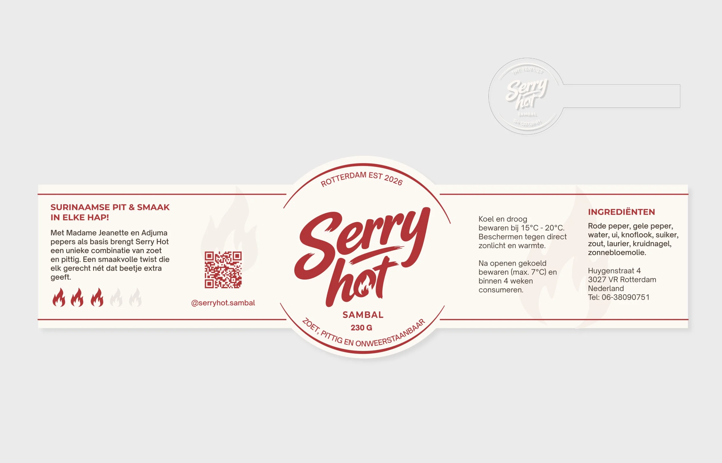 label en verpakking ontwerp voor serry hot sambal