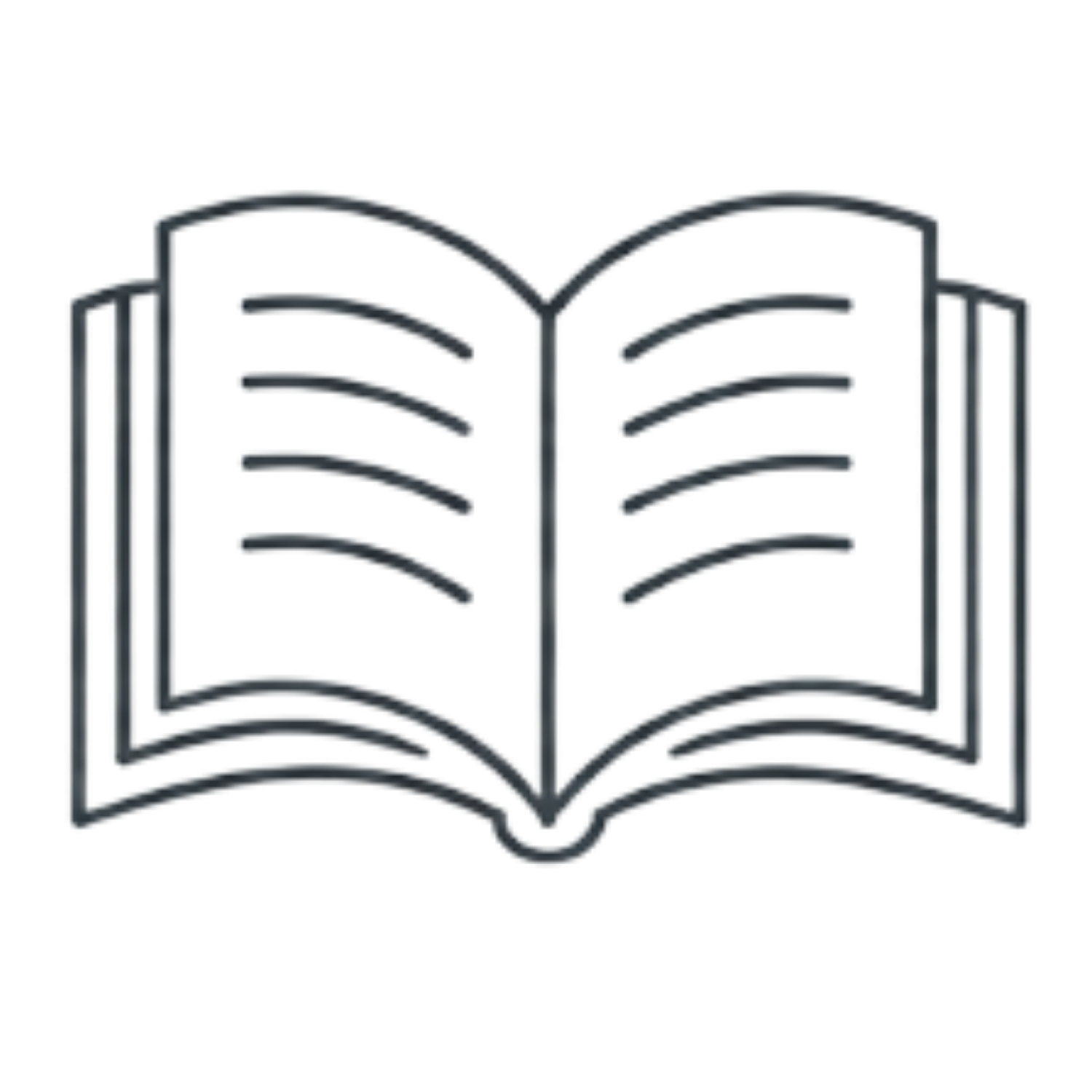 Outline of an open book icon with a simple design.