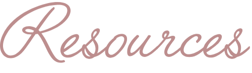 The word 'Resources' written in elegant, cursive pink font on a black background.