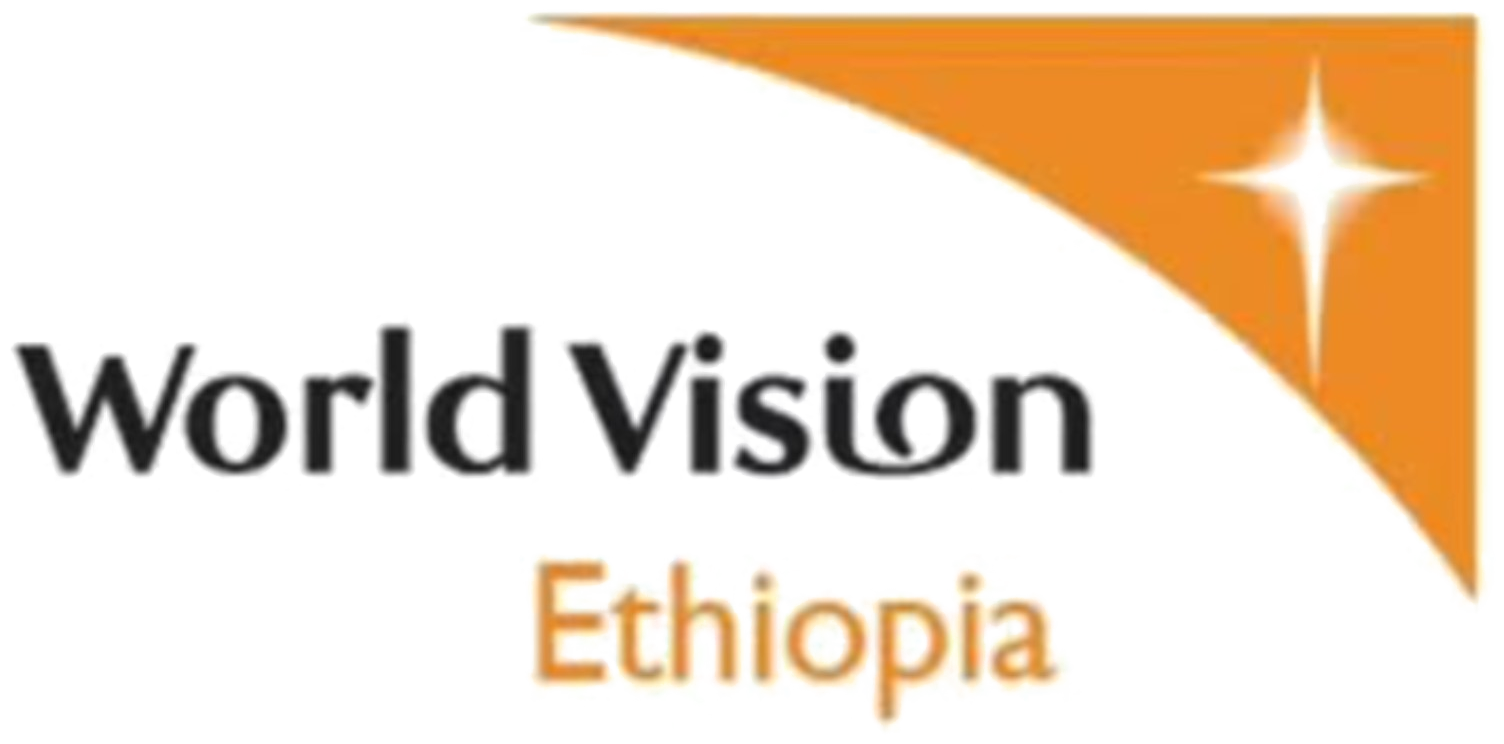 Logo for WordVision Ethiopia with orange and black design elements.