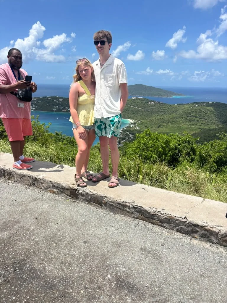 Love with a view!  This couple captures a special moment at Drake’s Seat, taking in the breathtaking views of Magen's Bay during their St. Thomas adventure with Jay’s Experience.