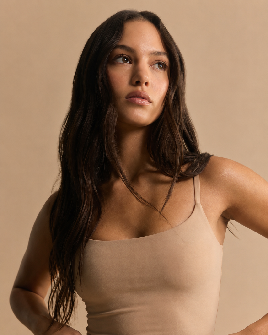 Abyssian haircare campaign featuring a woman with long, healthy-looking hair.