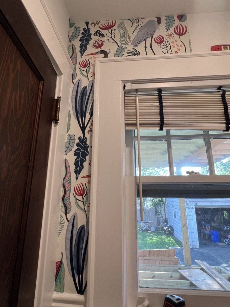 The first wallpaper strip I applied