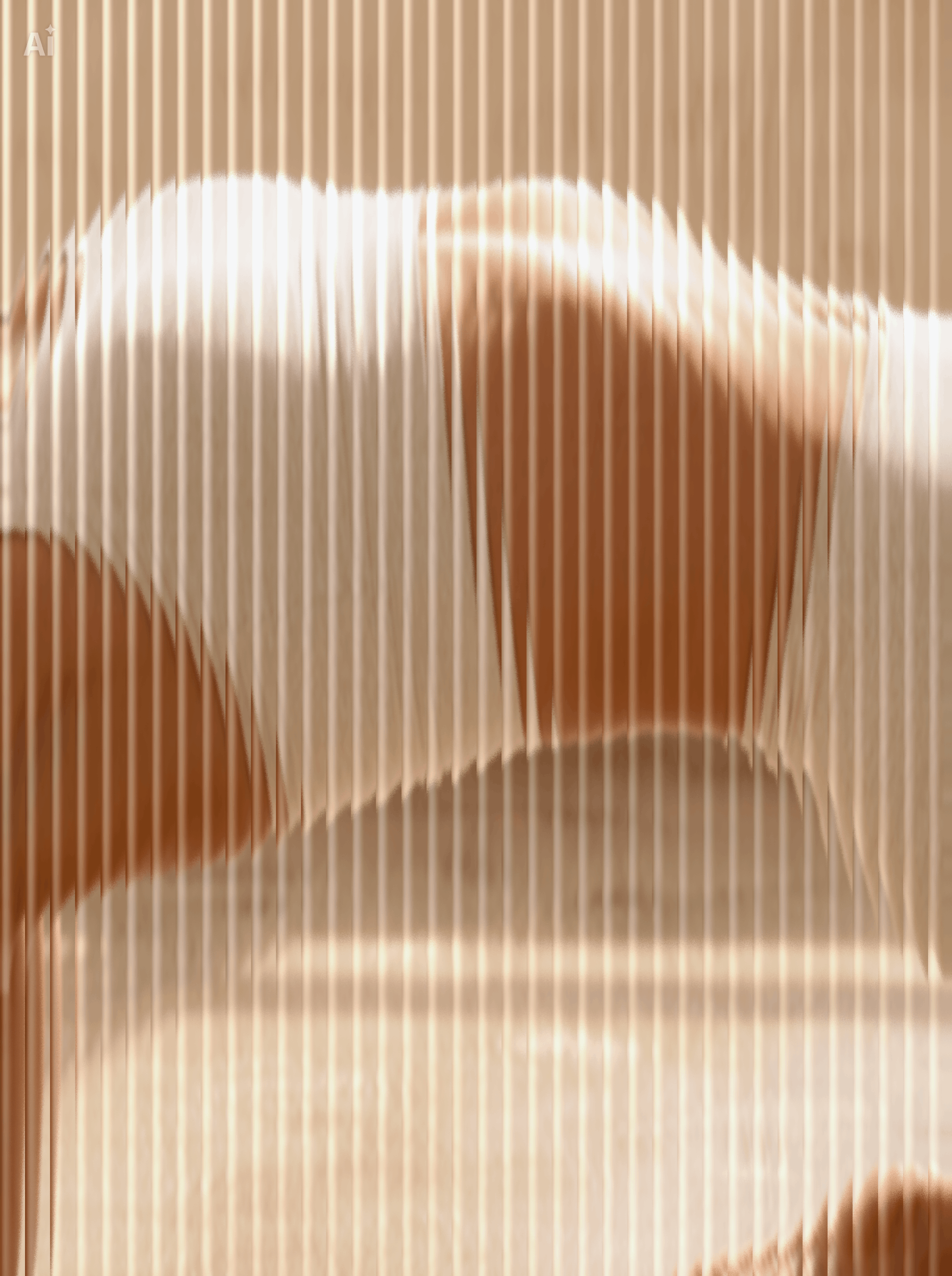 A close-up view of a wooden structure with evenly spaced vertical light-colored slats, possibly part of a window or decorative panel.