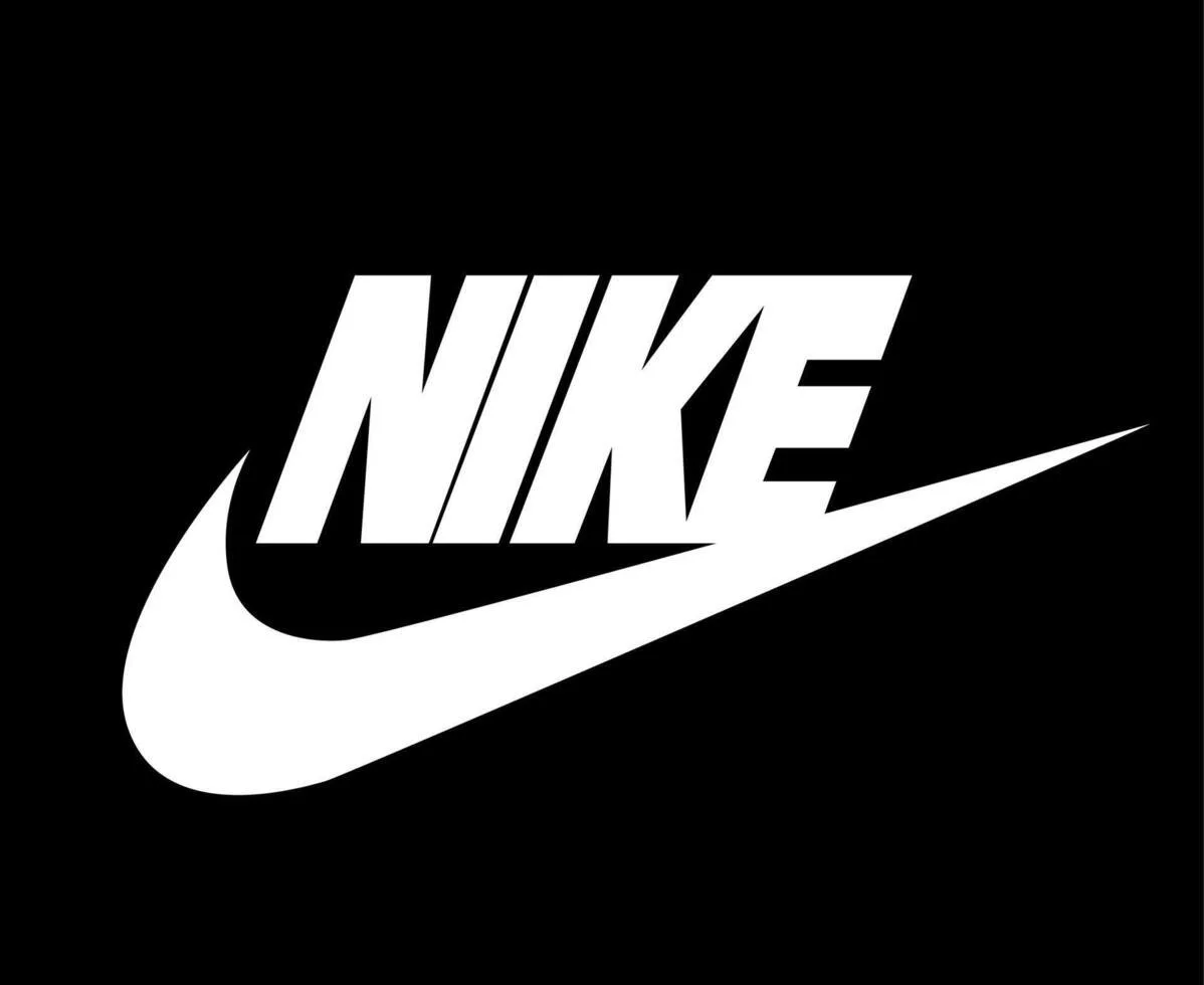 Black and white Nike logo with the swoosh and the word 'NIKE' in bold capital letters.