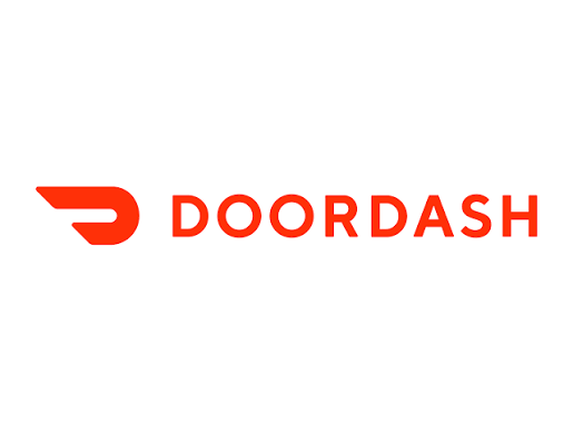 Doordash logo with a stylized 'D' icon in red adjacent to the company name in red text.