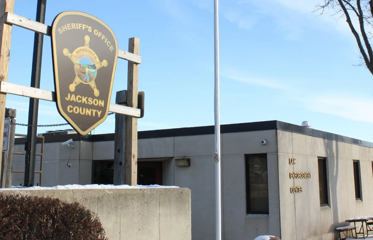 Jackson County Sheriff's Office sign outside a law enforcement center building