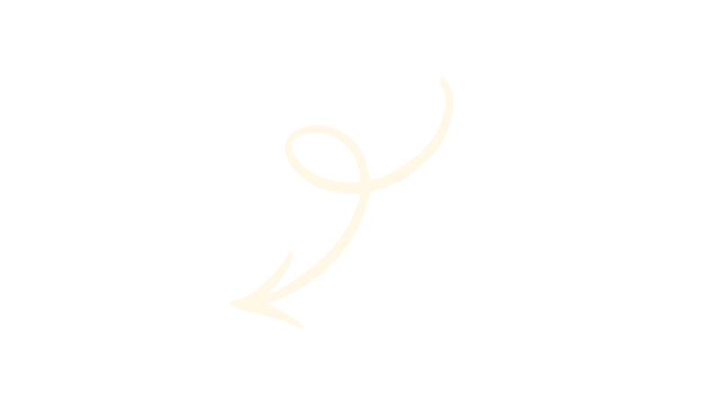 White arrow curving downward with a loop on a black background.