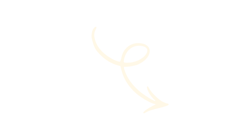 A hand-drawn white arrow with a loop, pointing downward on a black background.