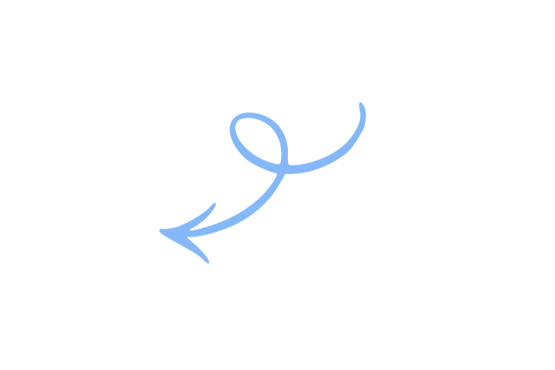 A dark background with a light blue, hand-drawn arrow pointing downward and to the left, with a loop in the middle.
