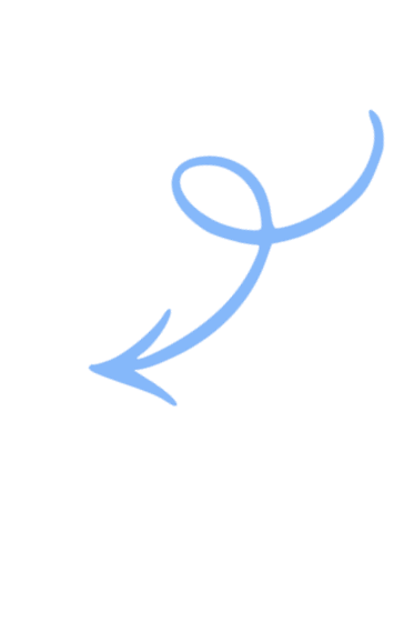 A blue, curved arrow with a loop pointing downward on a black background.