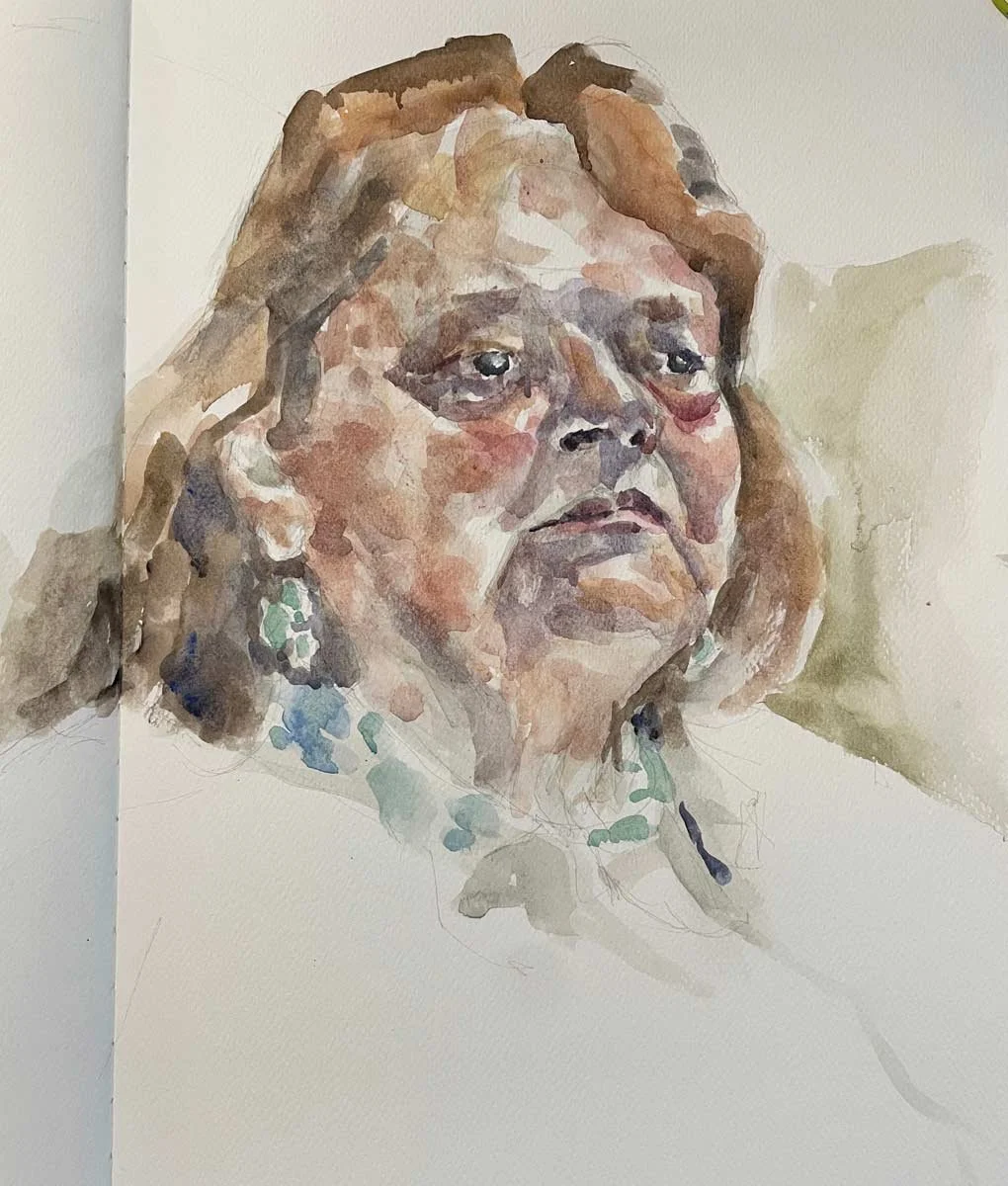 Stage 4 watercolor painting of woman
