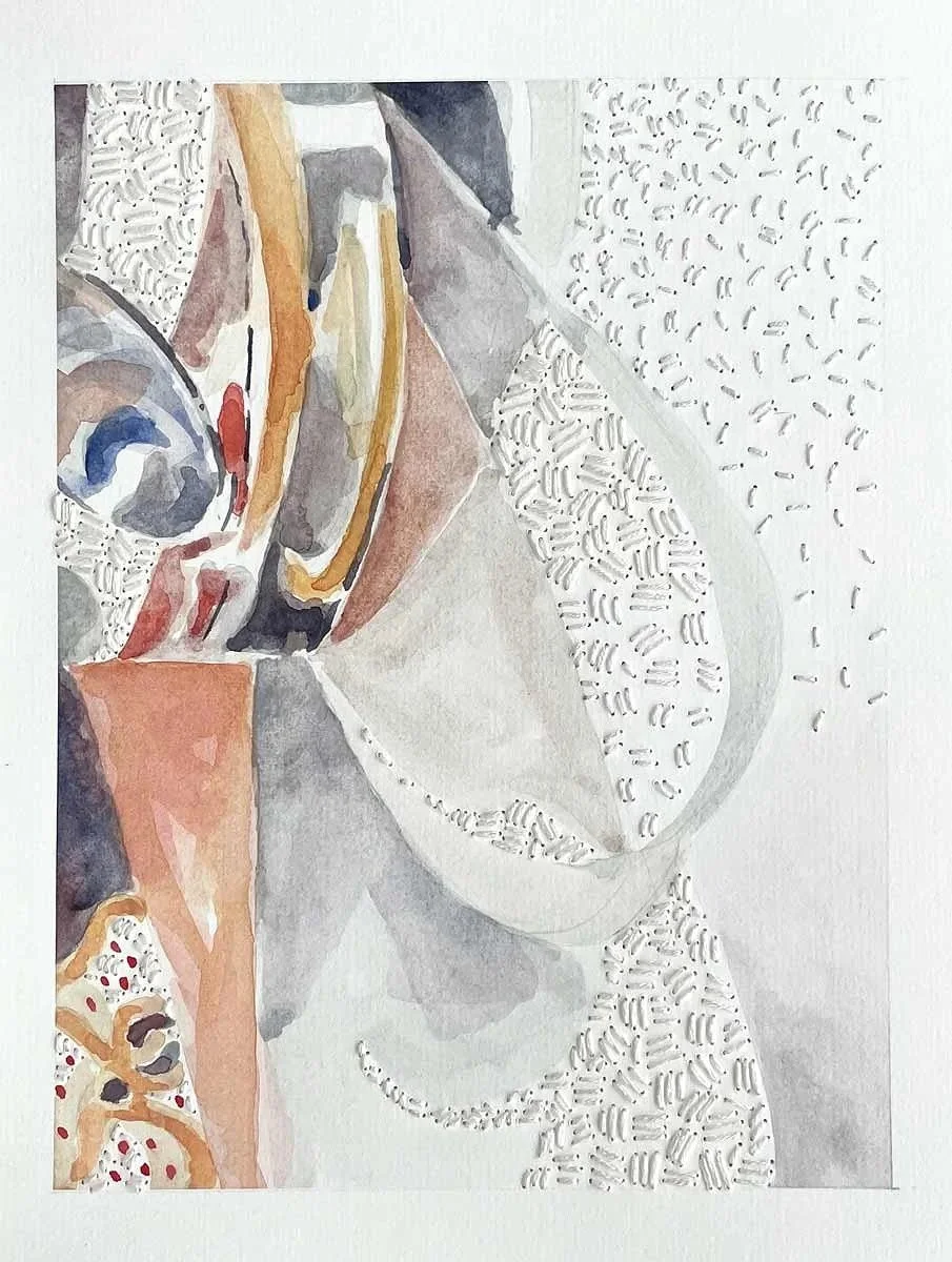 POCO A POCO ・Watercolor & stitching on paper, 8x6.5in., 2025