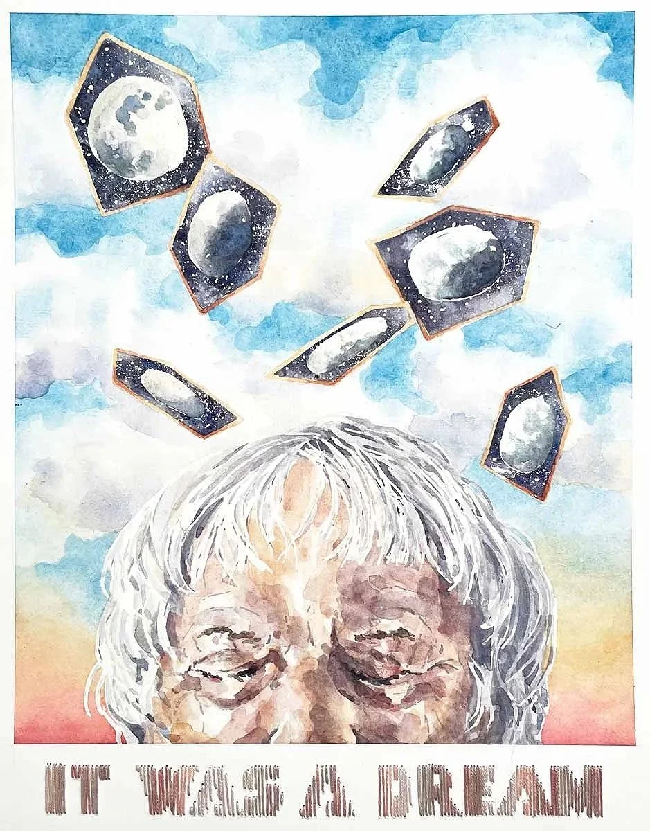 IT WAS A DREAM ・Watercolor & stitching on paper, 12x9in., 2025