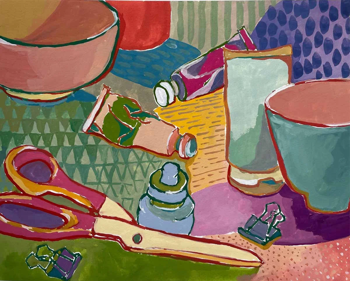CRAZY QUILT, 2026, Gouache on paper, 8x10in.