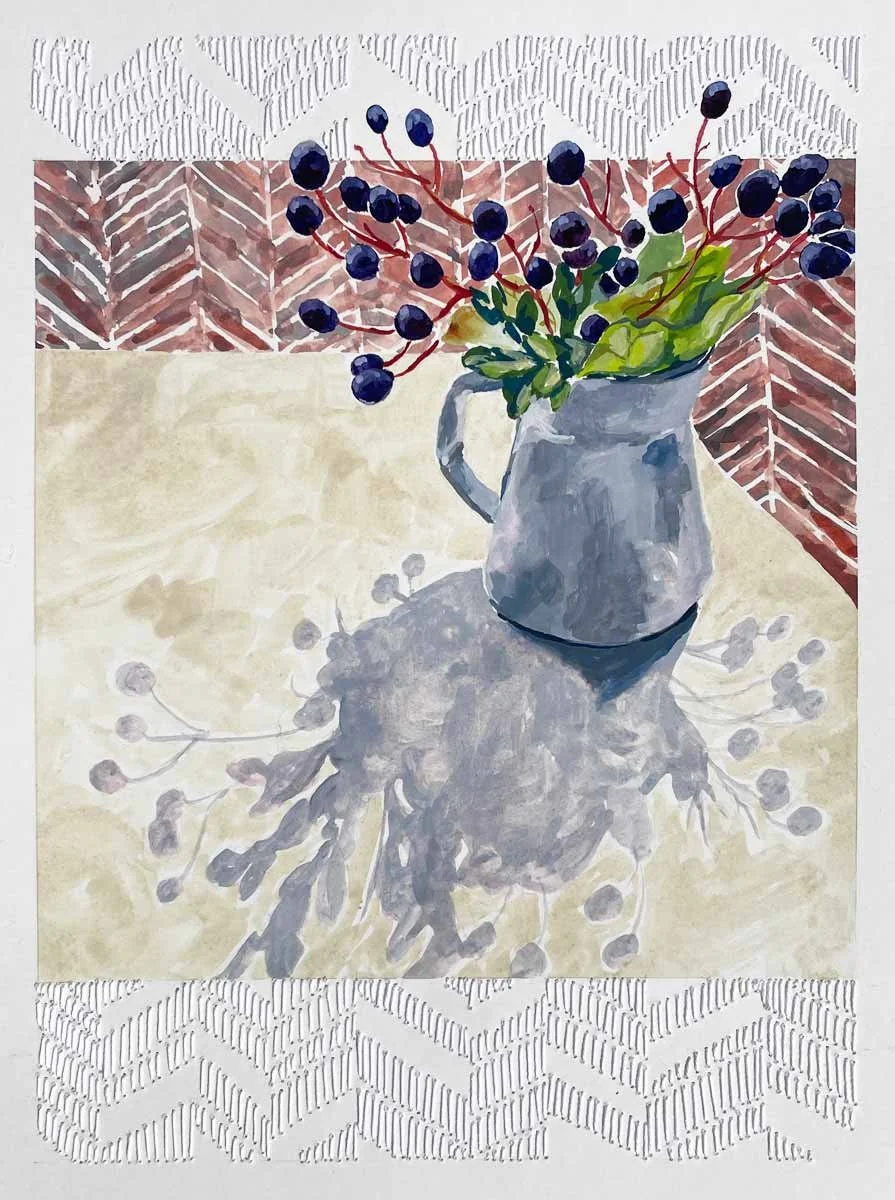 Zigging Zag Gouache and Stitch by Elizabeth Fram
