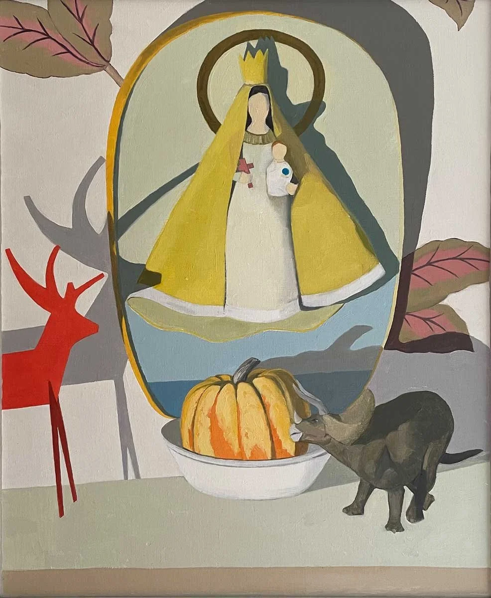 Walter Newman's painting of Orisha and Triceratops