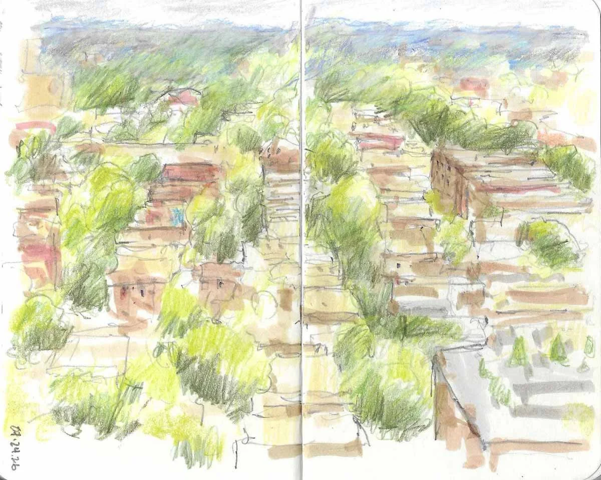 A sketch looking out toward the horizon in Chicago