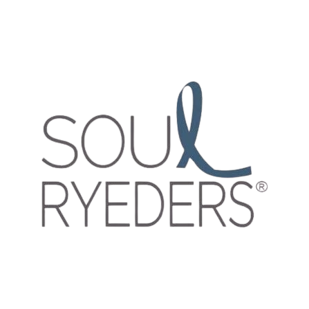 Logo with the text 'SOUL RYEDERS' and a stylized blue winged foot symbol