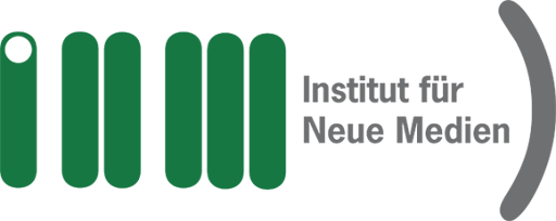 Logo des Instituts für Neue Medien mit stilisierten Buchstaben und dem Namen auf der rechten Seite.