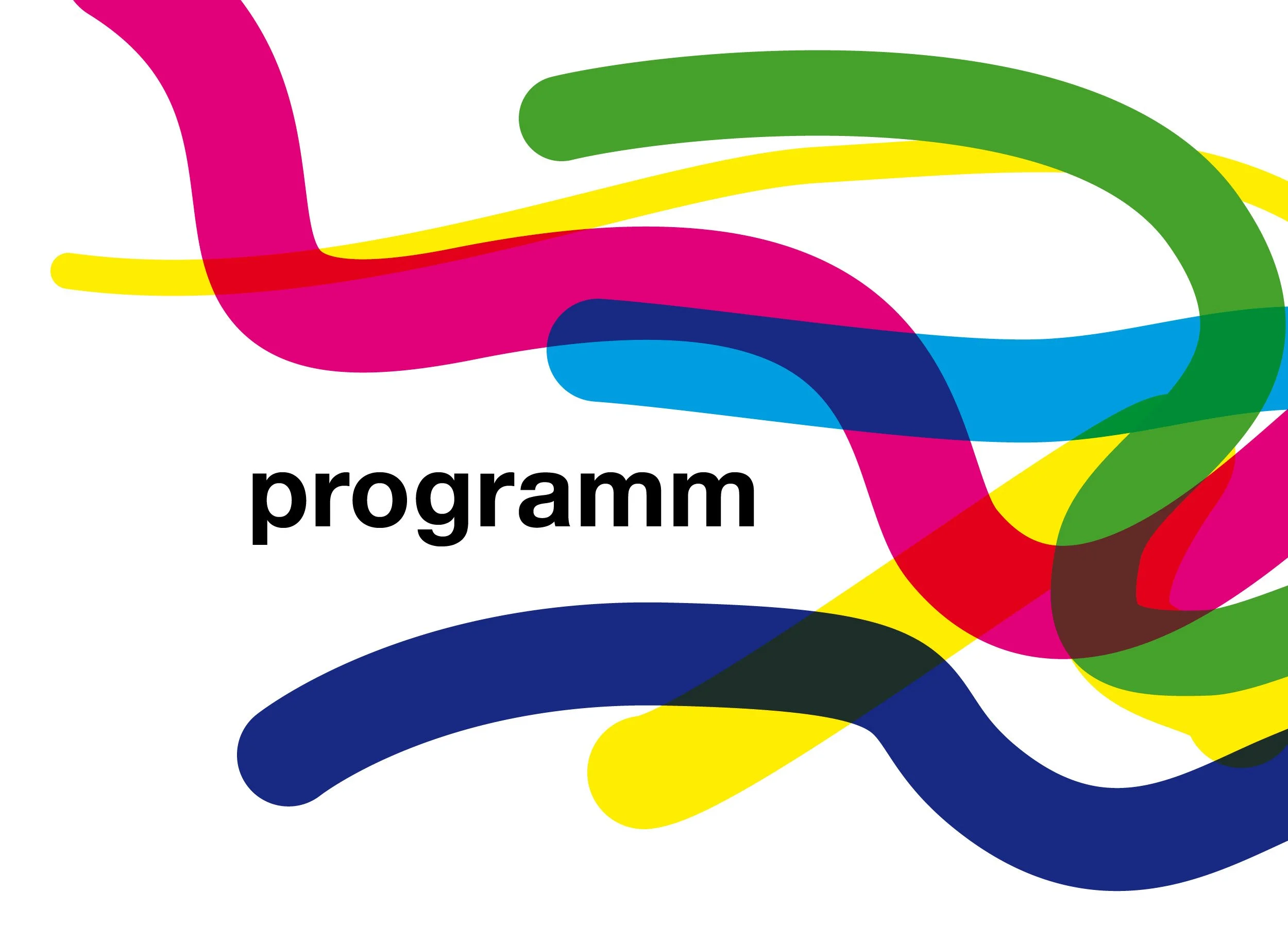 Farbrauschiges Logo mit bunten, geschwungenen Linien und dem Wort 'programm'.