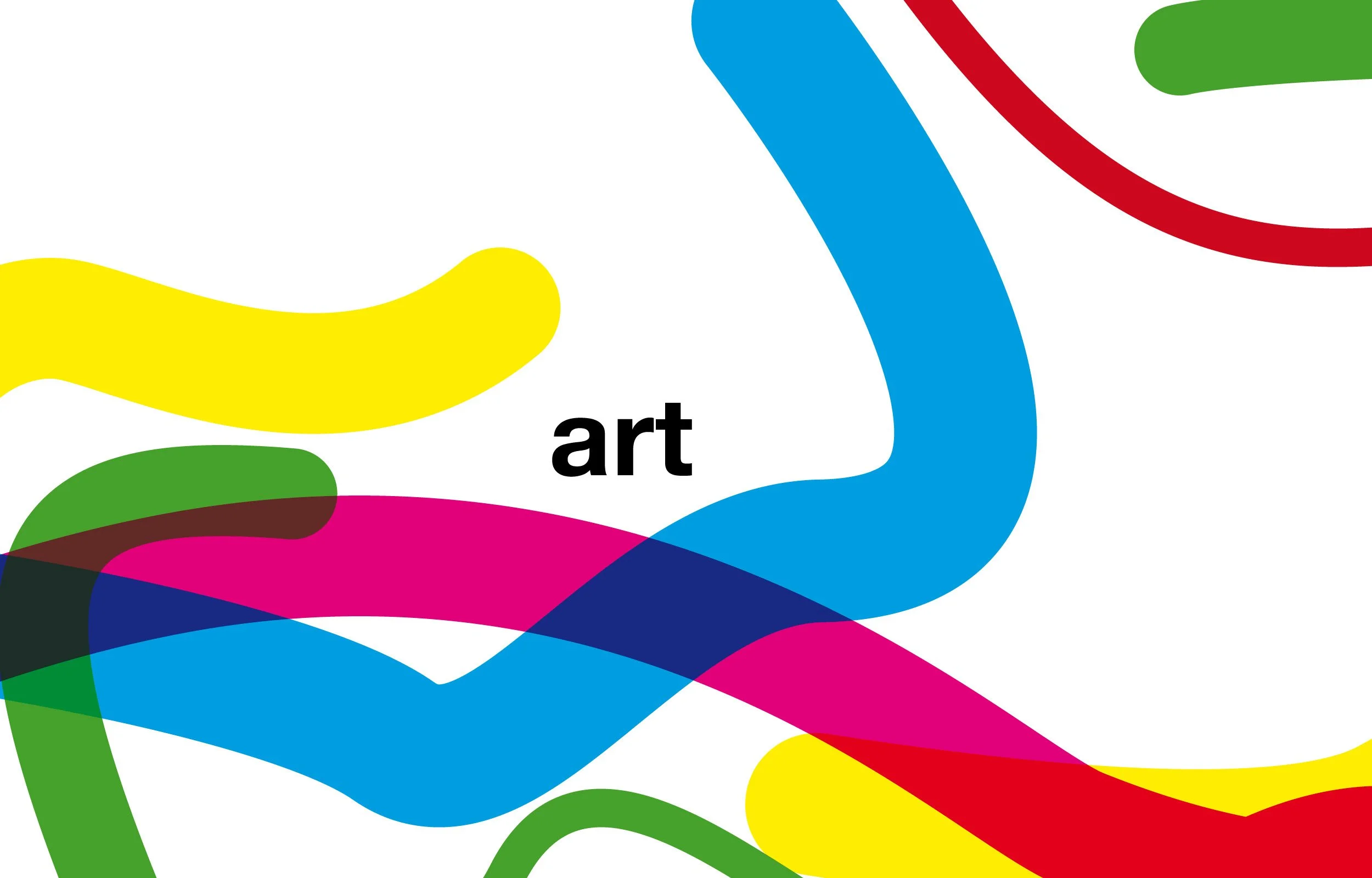 Farbige abstrakte Linien und Kurven mit dem Wort 'art' in der Mitte.