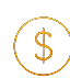 Golden dollar sign inside a circle