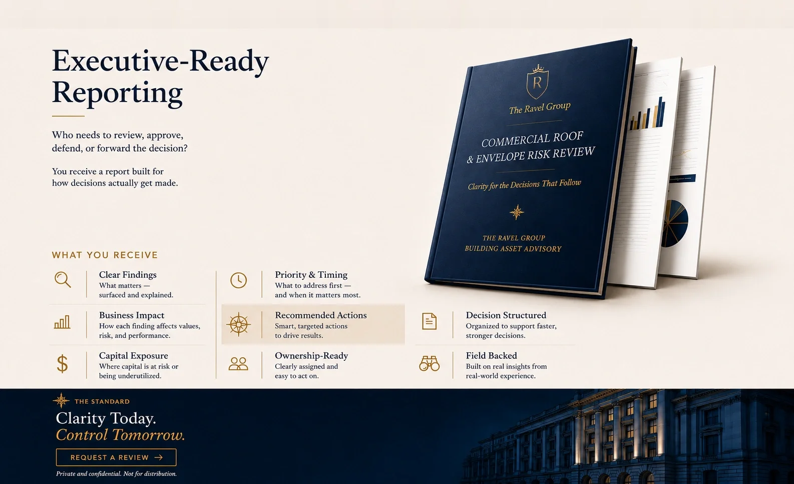 Executive-ready reporting designed to support approval and action.
