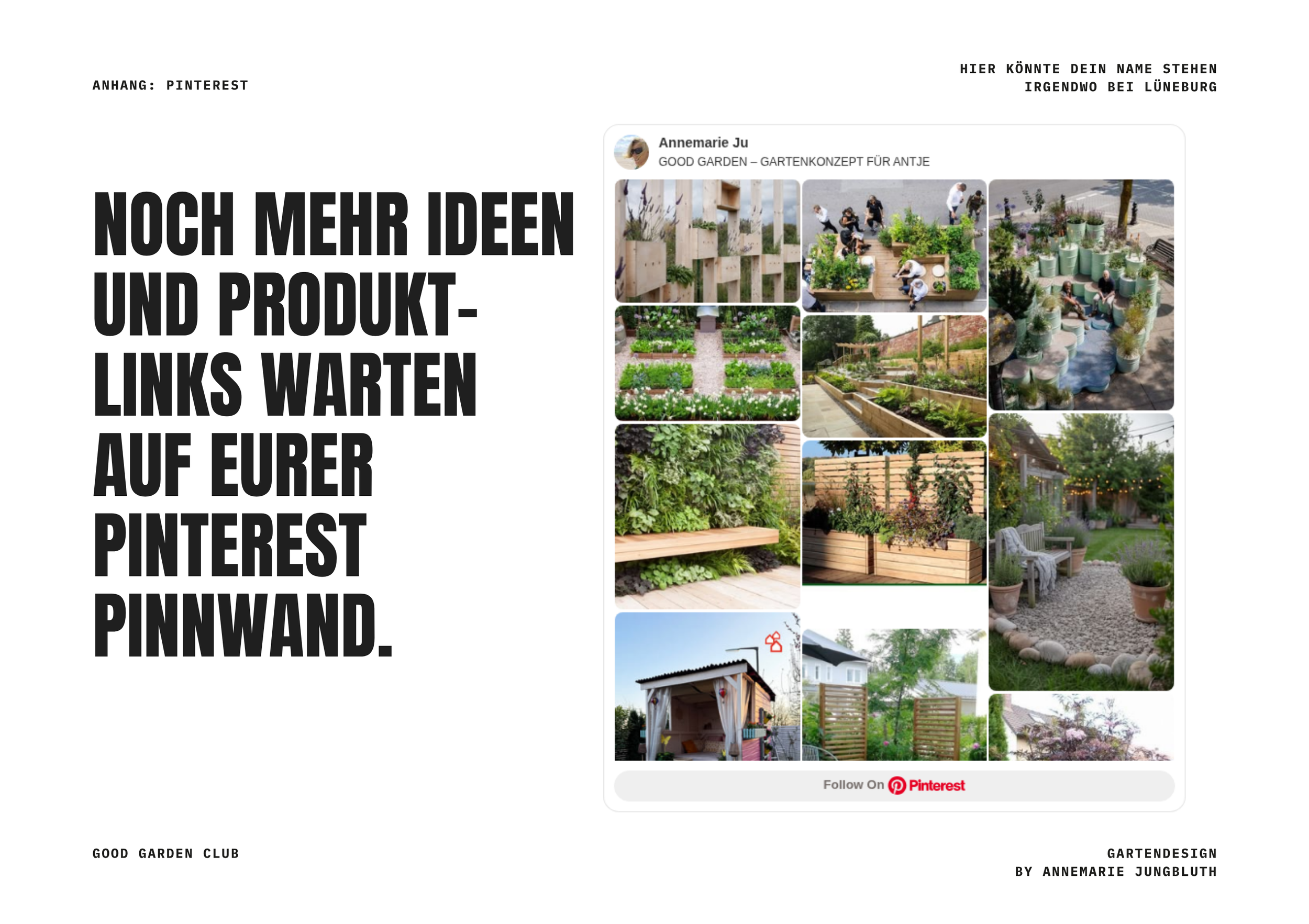 Pinterest Board für Gartenkonzept