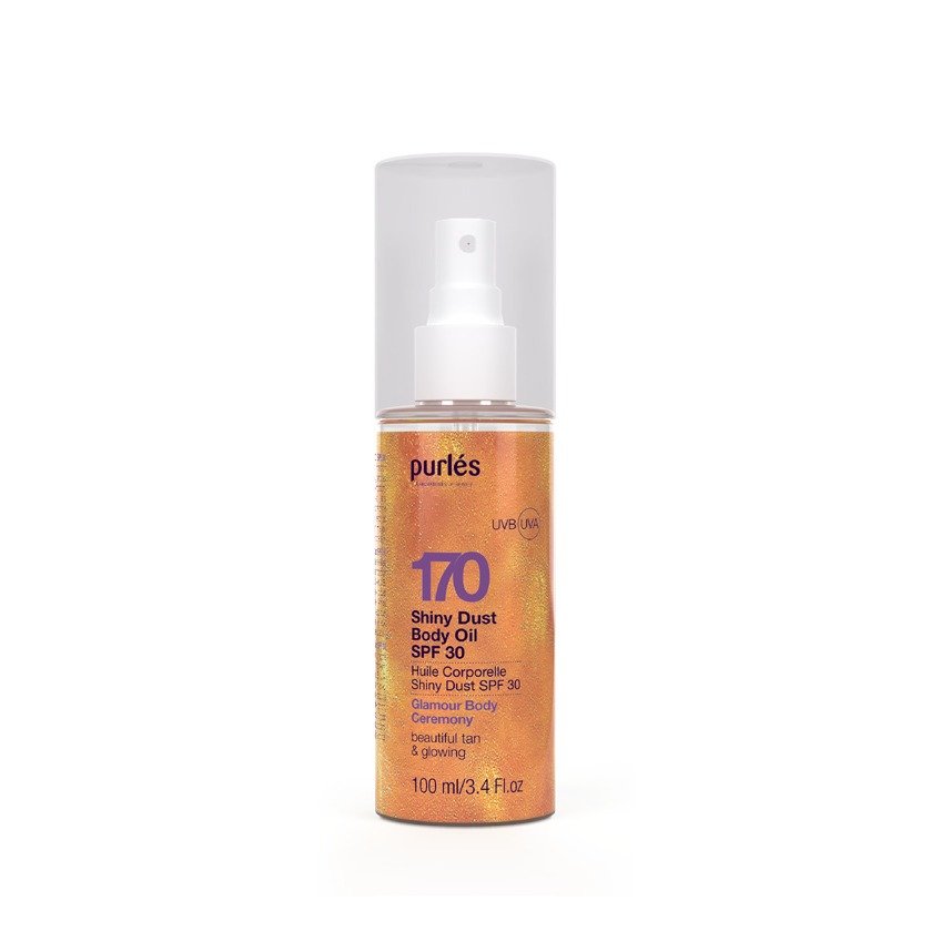 Purlés 170 Shiny Dust Body Oil SPF 30 – Rozświetlający olejek do ciała SPF 30