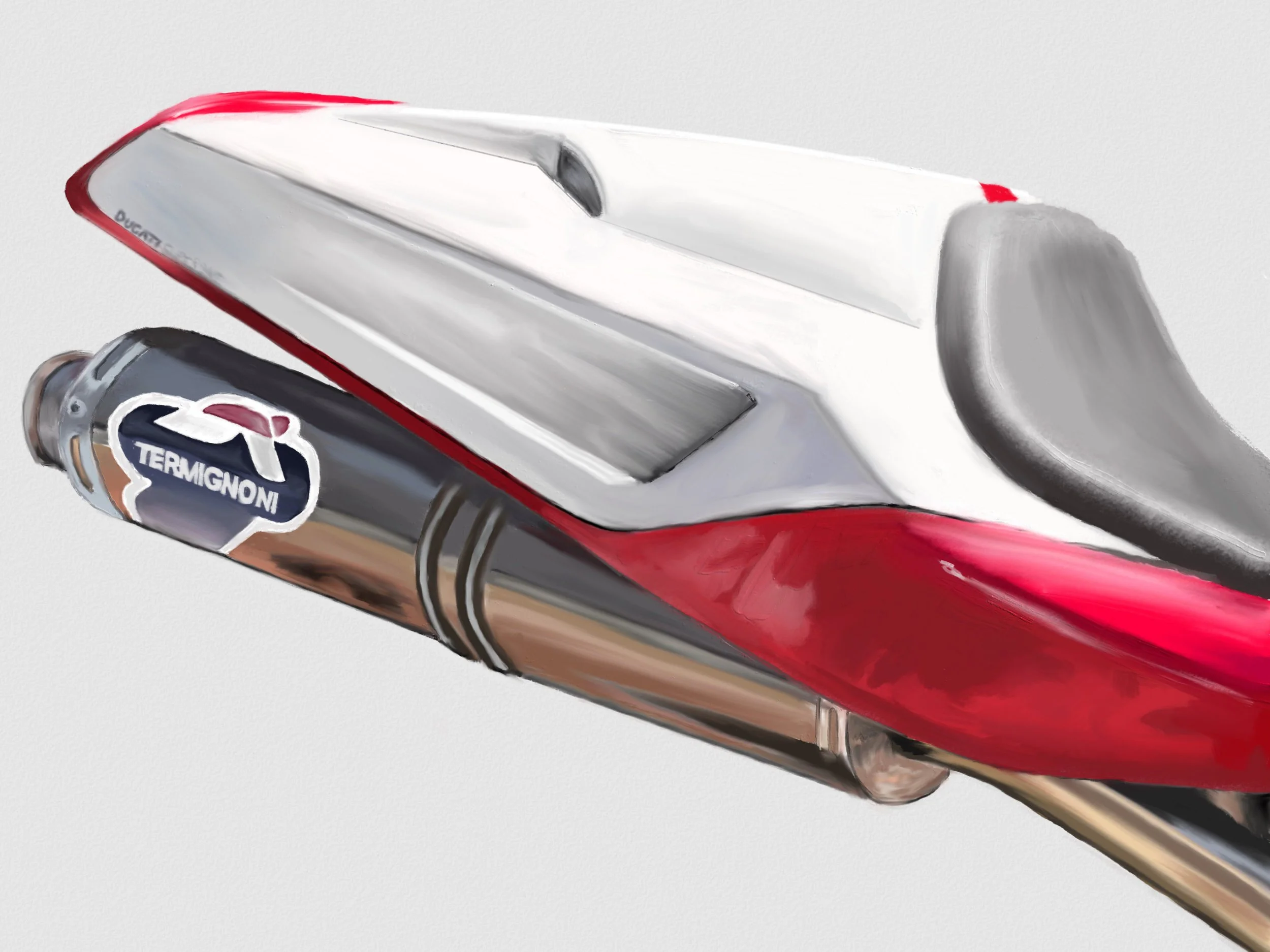 Ducati motorcycle seat and tail section