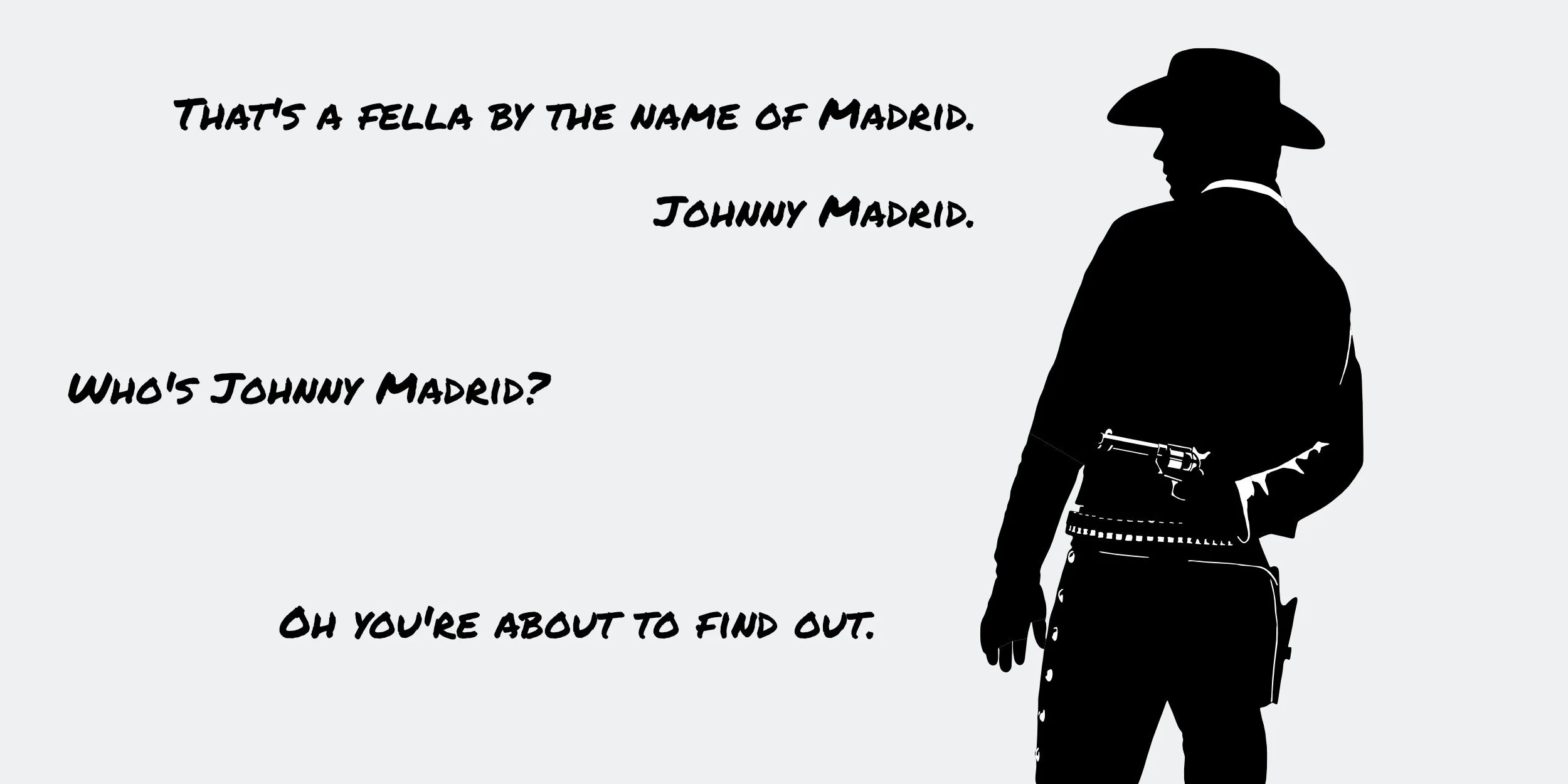 Cowboy pointing a gun behind his back