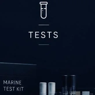 Marine test kit package with test tubes and a test tube icon