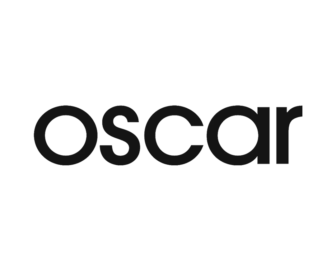 Oscar logo in black letters on a white background.