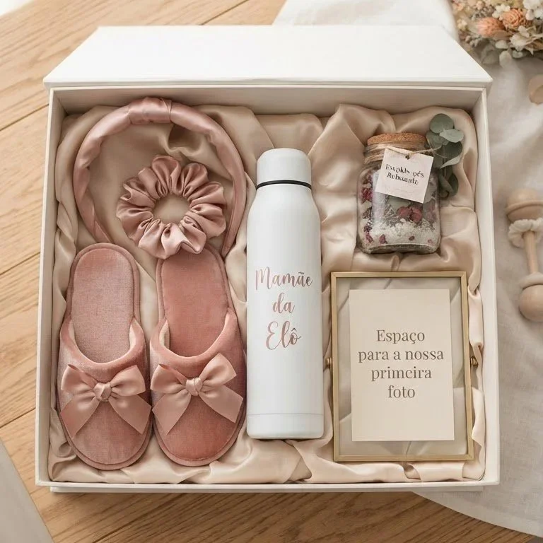 Caixa do Puerpério - Essa é a caixa mais especial de todos os nossos projetos. Se você está cansado de dar flores ás novas Mamães, essa caixa é o presente ideal. Vai fazer a mamãe se sentir mais do que especial, faz a mamãe se sentir lembrada e cuida
