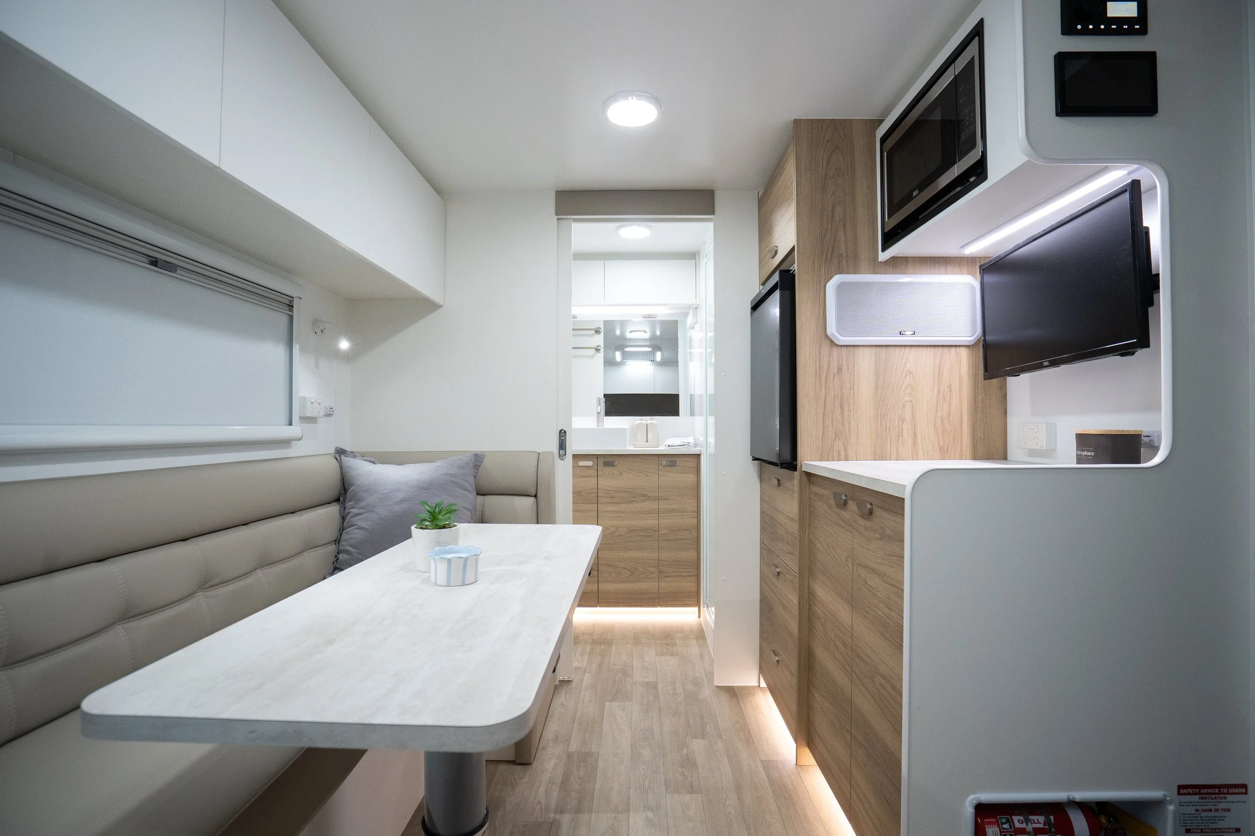 Modern bespoke caravan interior of the Bespoke Caravans 15' off-road Tracker