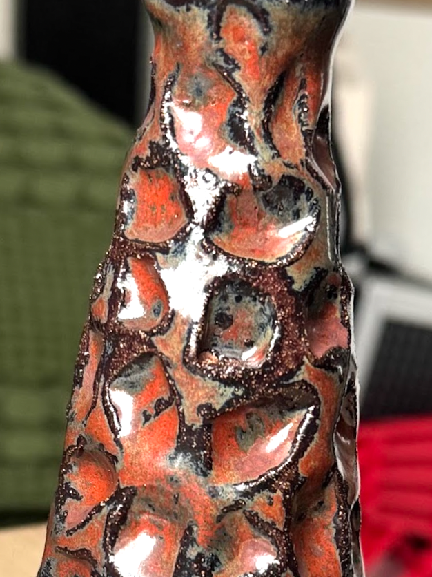 Carved Red Clay Bud Vase, 5/5