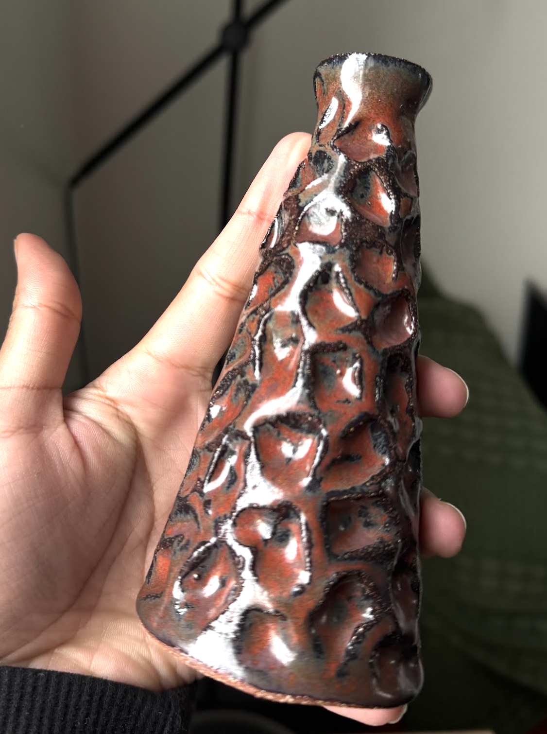 Carved Red Clay Bud Vase, 3/5