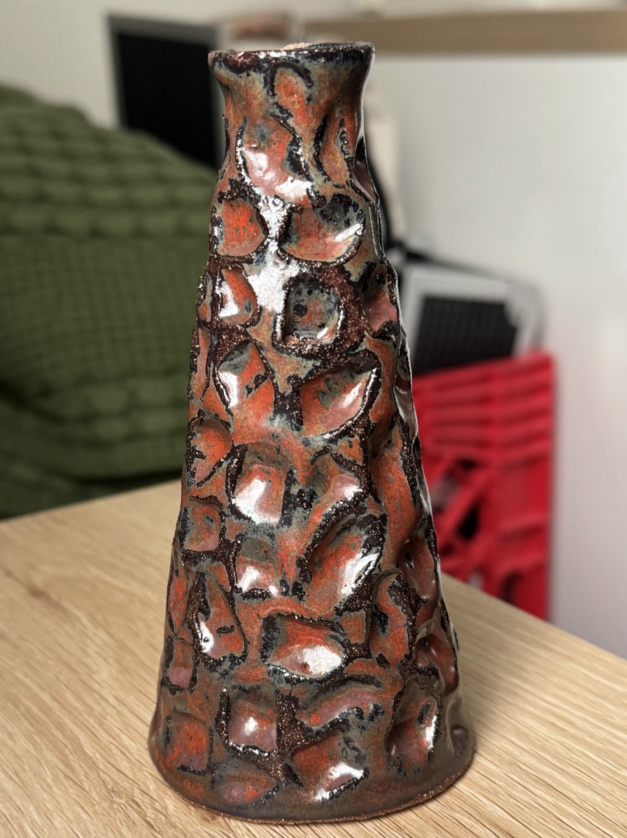 Carved Red Clay Bud Vase, 2/5